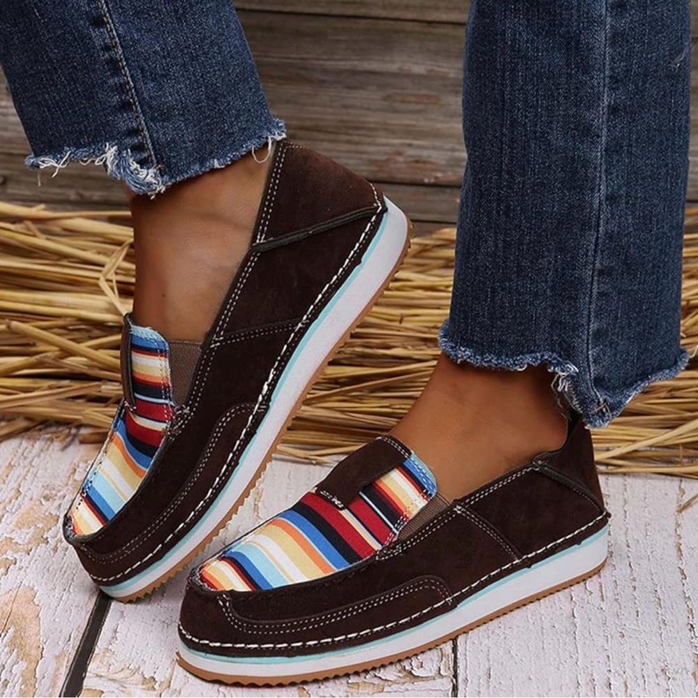 Striped Brown Women's Loafers